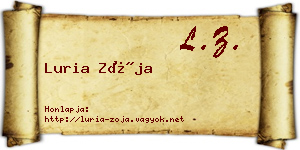 Luria Zója névjegykártya
